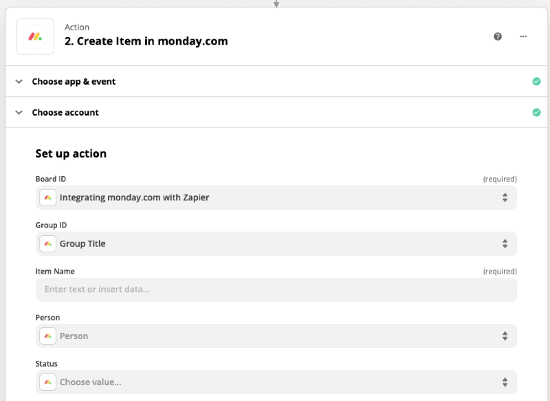 Zapier integraation uusi monday.com UI
