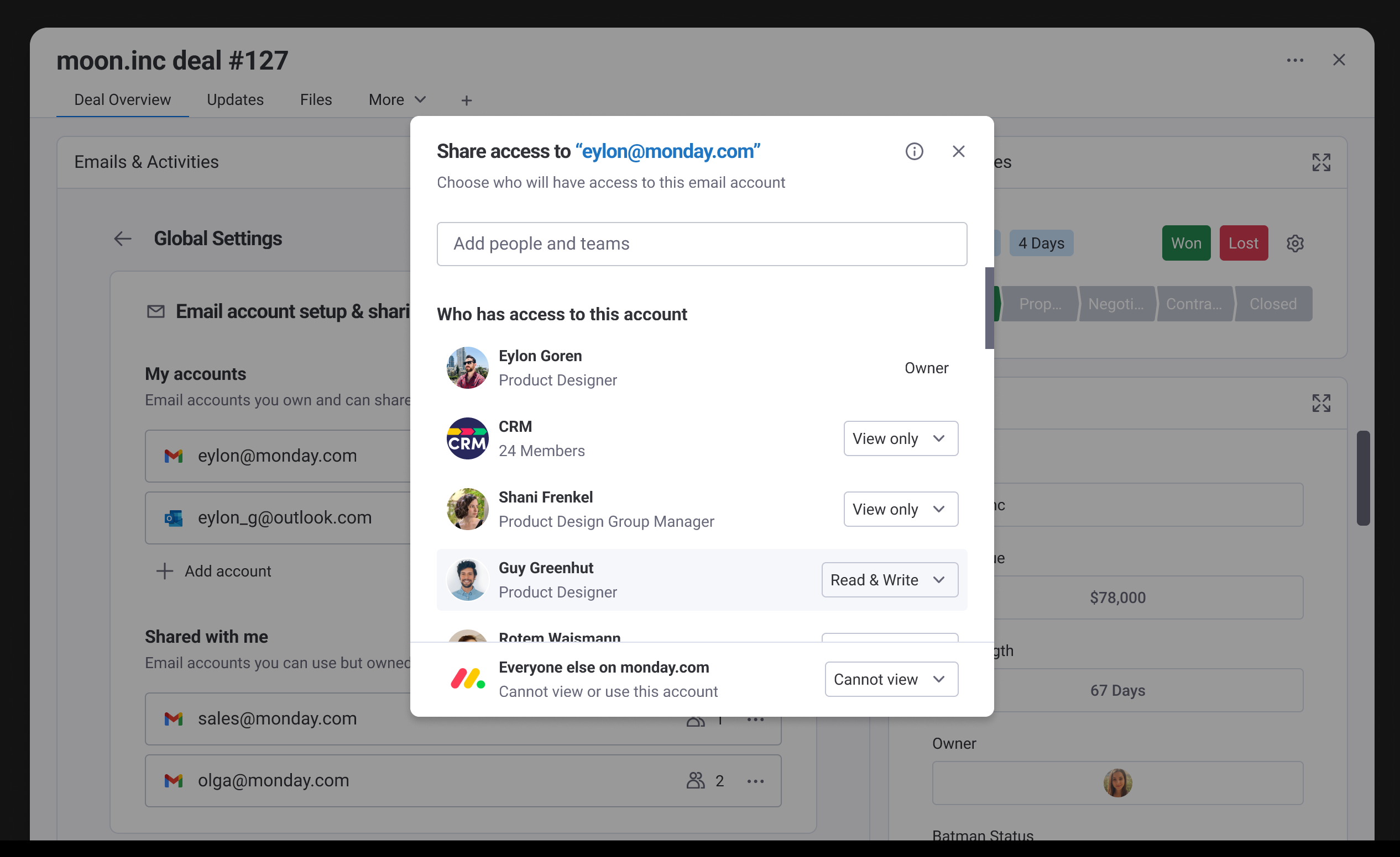 monday.com emails&activities privacy