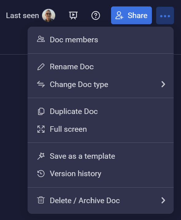 monday workdocs muokkaushistoria