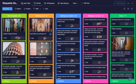 monday.com kanban dark theme